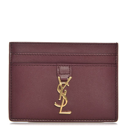 Saint Laurent Calfskin Monogram Credit Card Case Dark Red 1 of 8