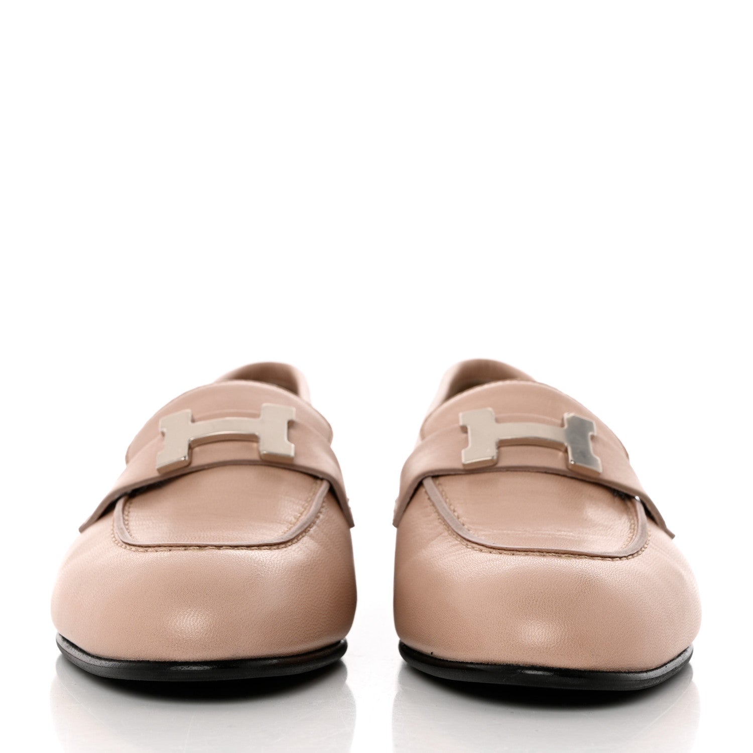 Hermes Chevre Womens Paris Loafers 37 Beige Nude 2 of 12