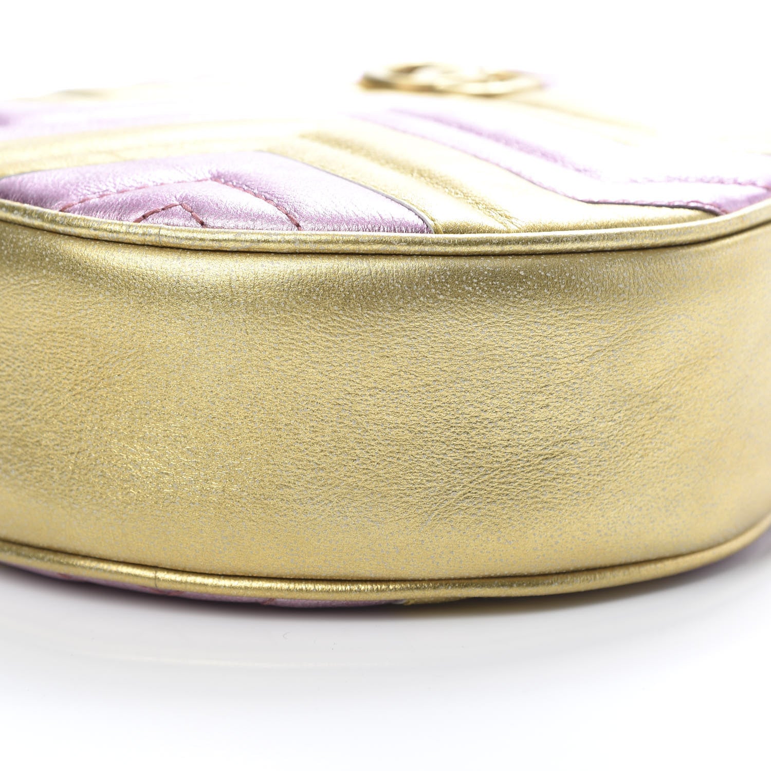 Gucci Metallic Nappa Matelasse Heart Mini GG Marmont Round Shoulder Bag Oro Vecchio Rosa 11 of 12
