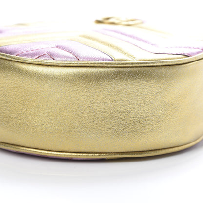 Gucci Metallic Nappa Matelasse Heart Mini GG Marmont Round Shoulder Bag Oro Vecchio Rosa 11 of 12