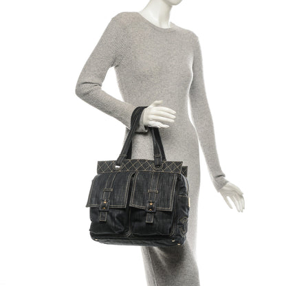 Chanel Denim CC Double Pocket Shoulder Bag Blue 2 of 7