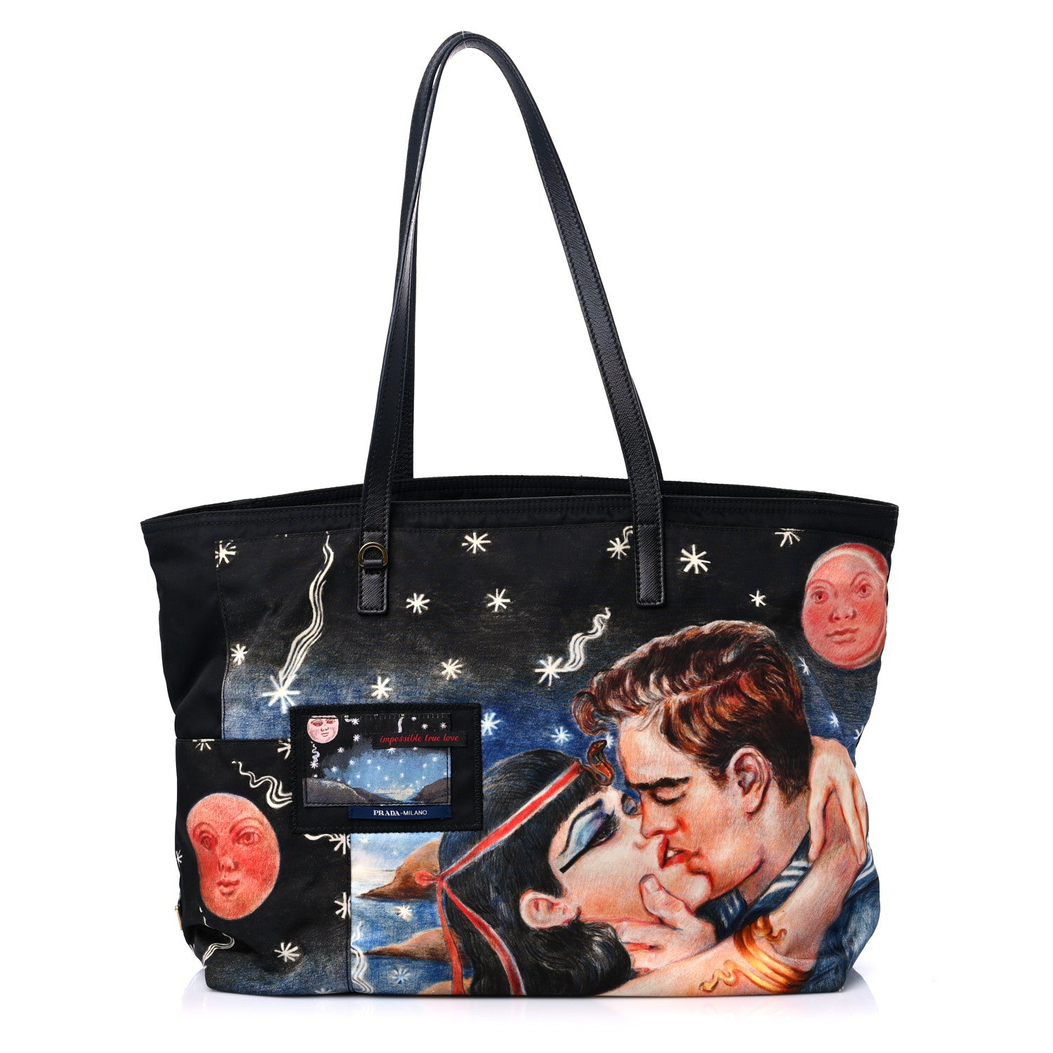Prada Tessuto Nylon Collage Impossible True Love Printed Tote Blue 1 of 11