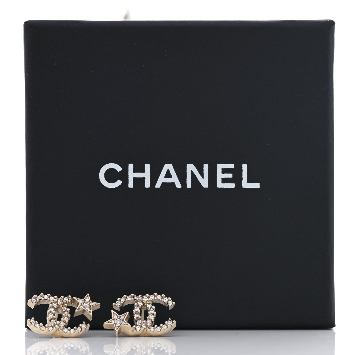 Chanel Crystal CC Starfall Earrings Gold 5 of 5