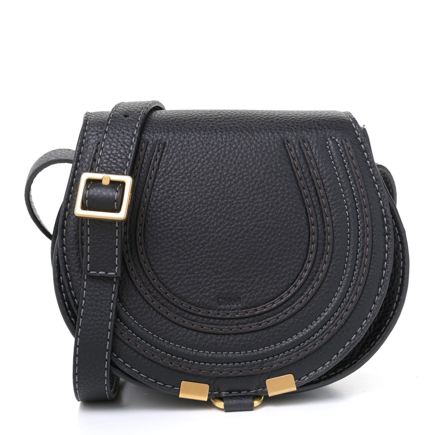Calfskin Mini Marcie Round Crossbody Bag Black
