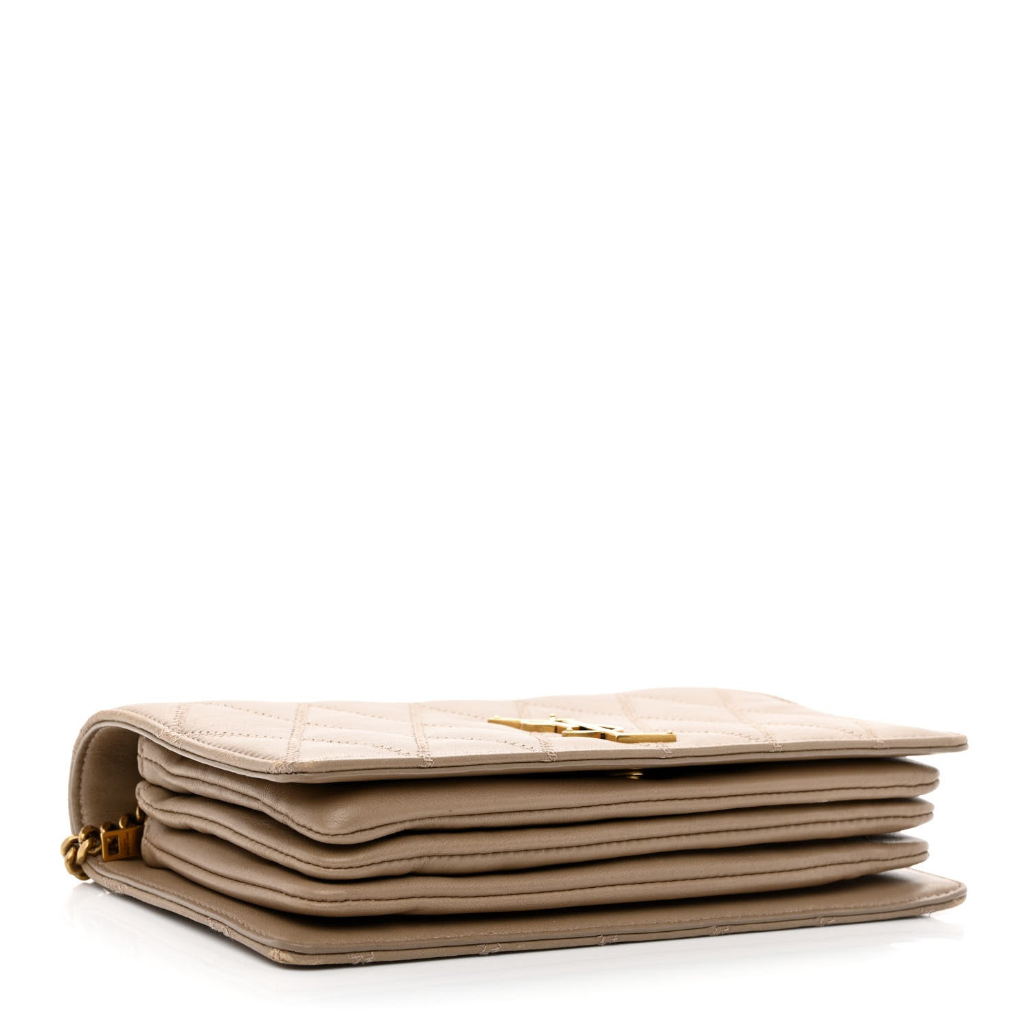 Saint Laurent Lambskin Diamond Quilted Angie Chain Bag Tan 3 of 12