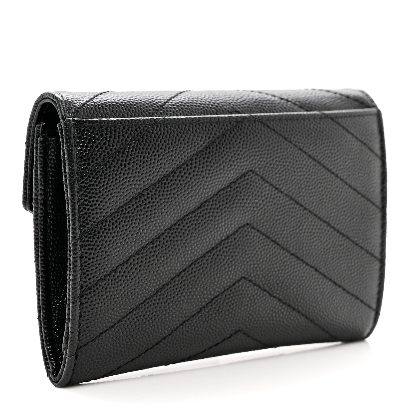 Grain De Poudre Matelasse Chevron Small Monogram Envelope Wallet Black
