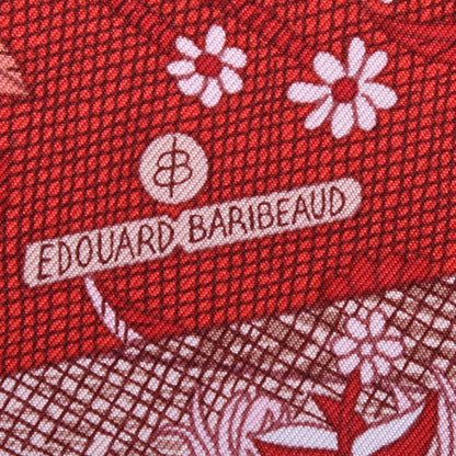 Hermes Silk Acte III Scene I La Clairiere Scarf 90 Rouge Rose Blanc 8 of 8