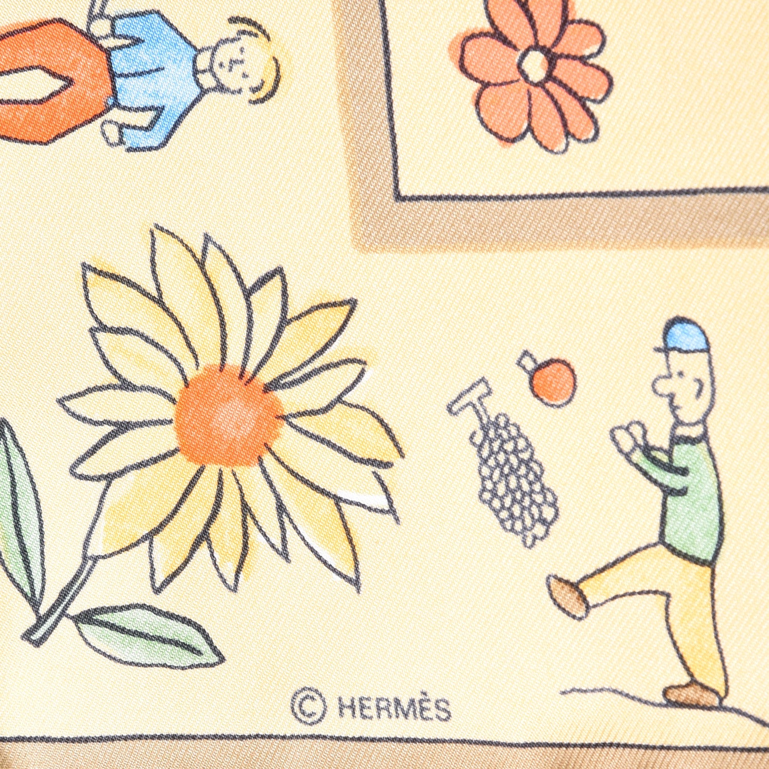 Hermes Silk Retour A'Laterre Pocket Square 5 of 5