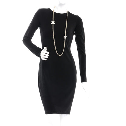 Chanel Quilted CC Long Chain Necklace Gold Pearly White 2 of 7