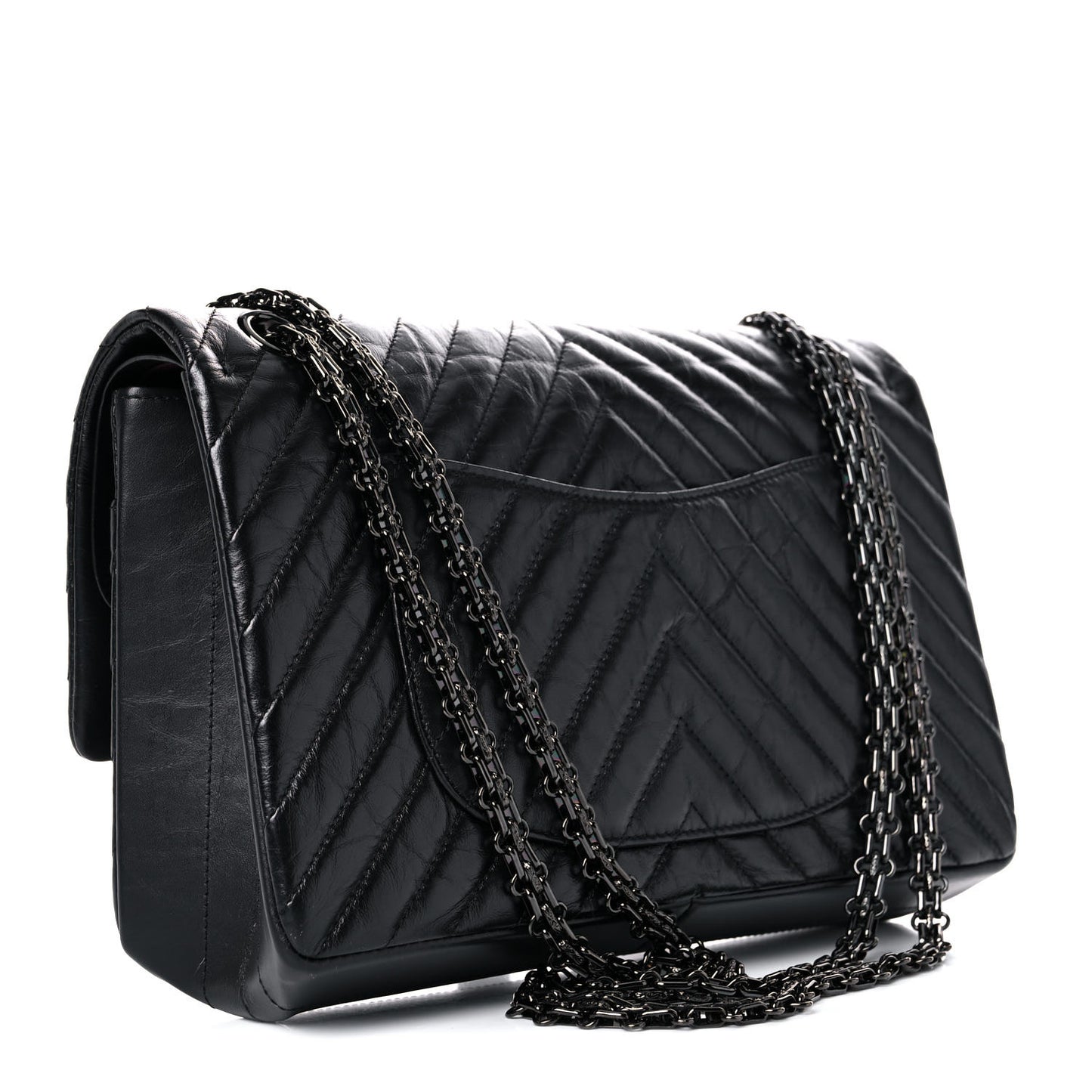 Aged Calfskin Chevron Quilted 2.55 Reissue 226 So Black