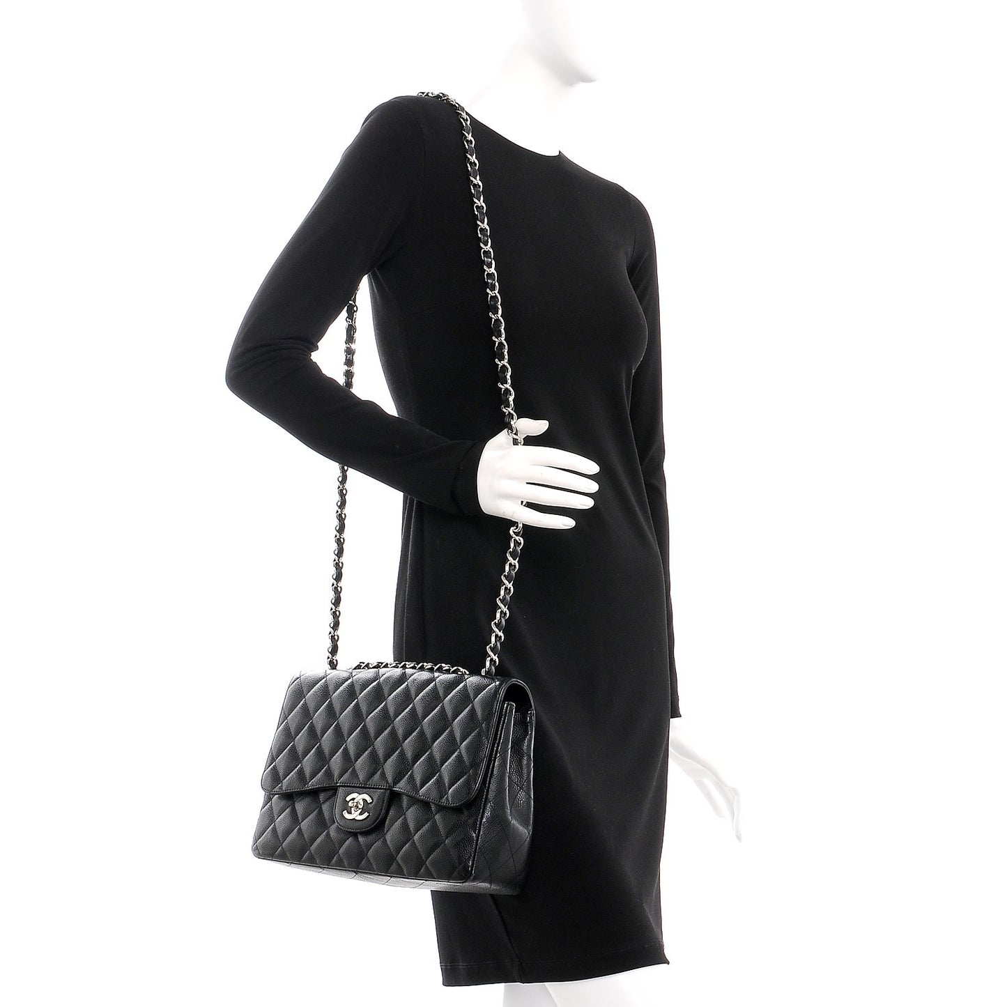 Caviar Quilted Jumbo Single Flap Black