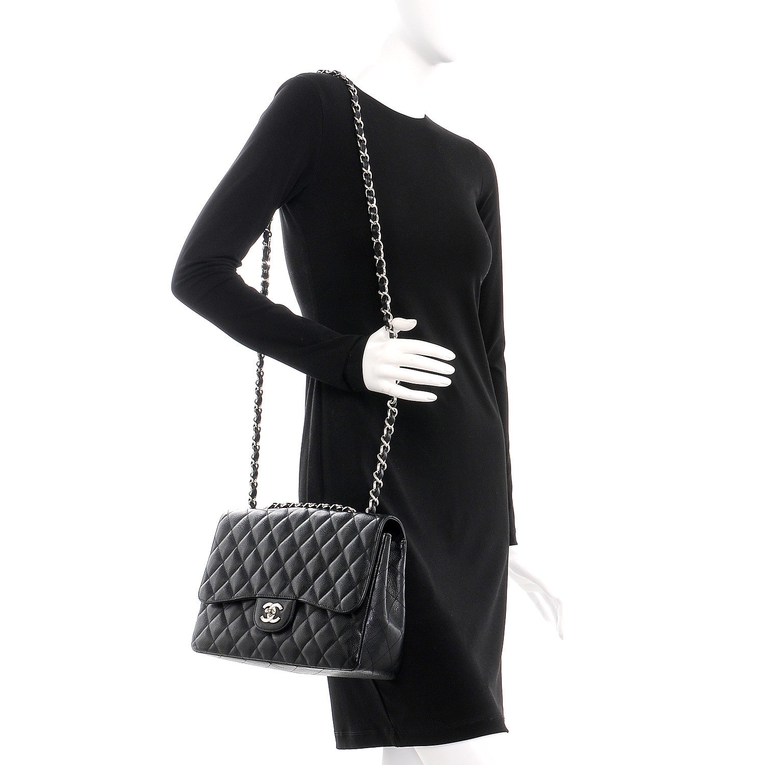Chanel Caviar Quilted Jumbo Single Flap Black 2 of 13