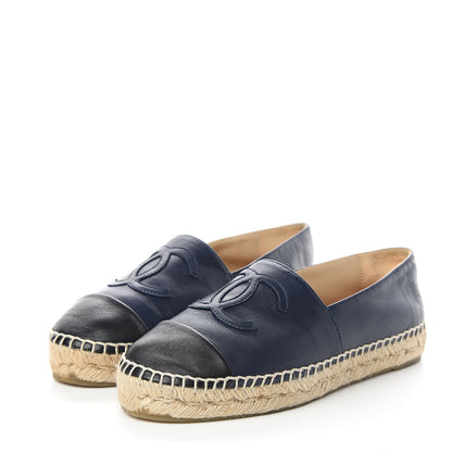 Chanel Lambskin CC Espadrilles 37 Navy Black 3 of 10