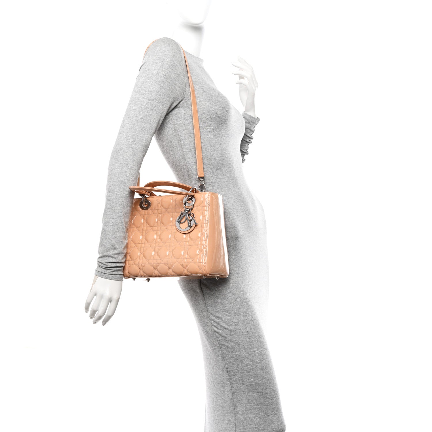 Christian Dior Patent Cannage Medium Lady Dior Rose Clair 2 of 15