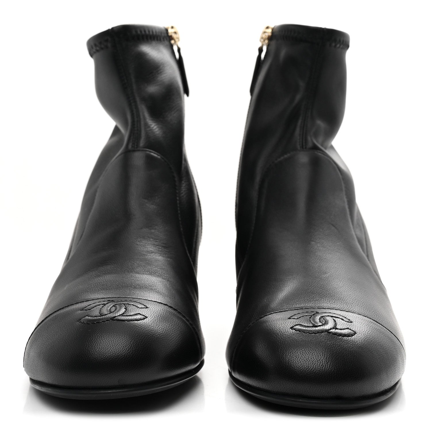 Chanel Stretch Lambskin Cap Toe CC Short Boots 38 Black 3 of 10