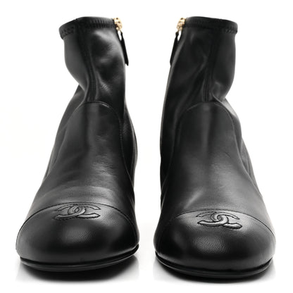 Chanel Stretch Lambskin Cap Toe CC Short Boots 38 Black 3 of 10