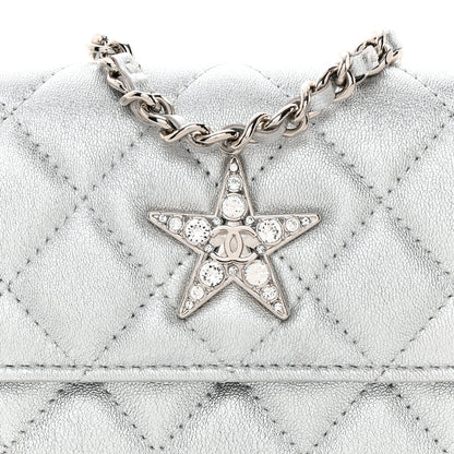 Chanel Metallic Goatskin Quilted Star Flap Waist Belt Bag Silver 9 of 12