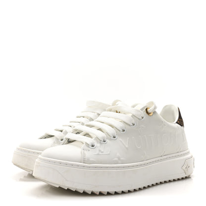 Louis Vuitton Lambskin Embossed Monogram Time Out Sneakers 37 White 4 of 8