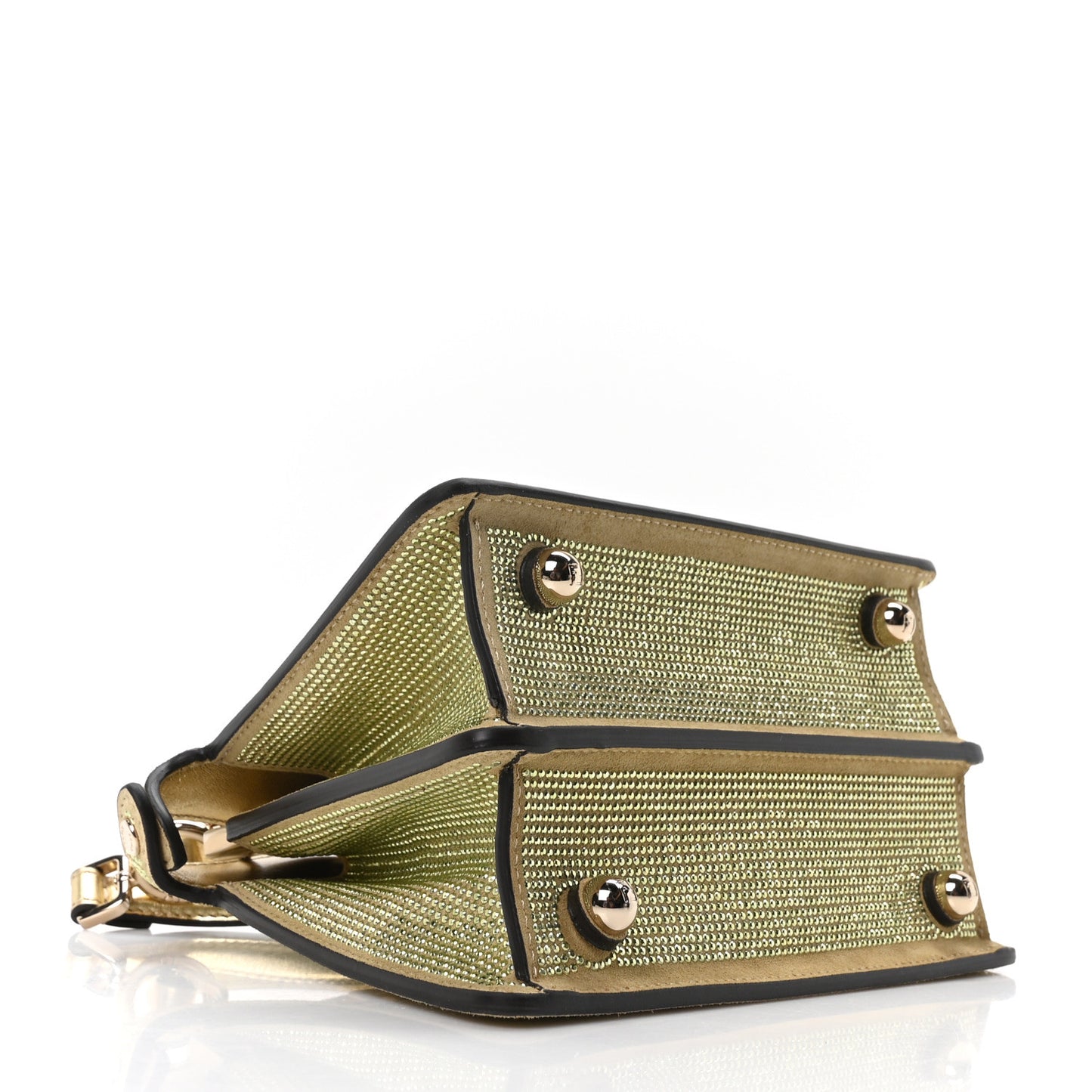 Crystal Vitello Laminato FF Petite Peekaboo I SEE U Satchel Crystal Platinum Light Gold