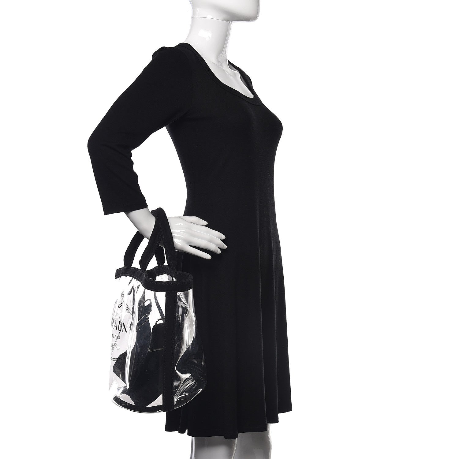 Prada Plexiglass Canapa Small Shopper Tote Black 2 of 14
