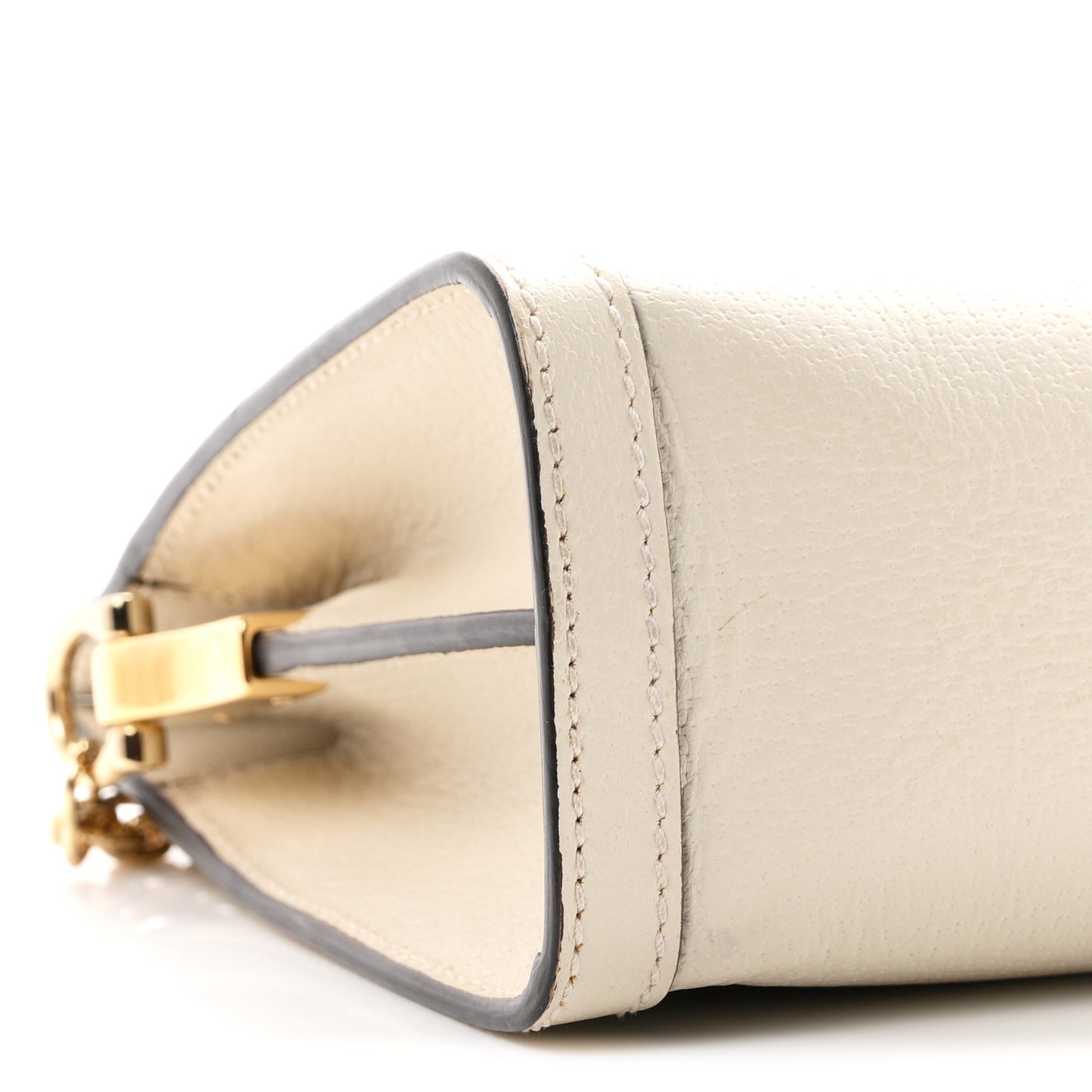 Textured Calfskin Web Small Ophidia Chain Shoulder Bag Mystic White