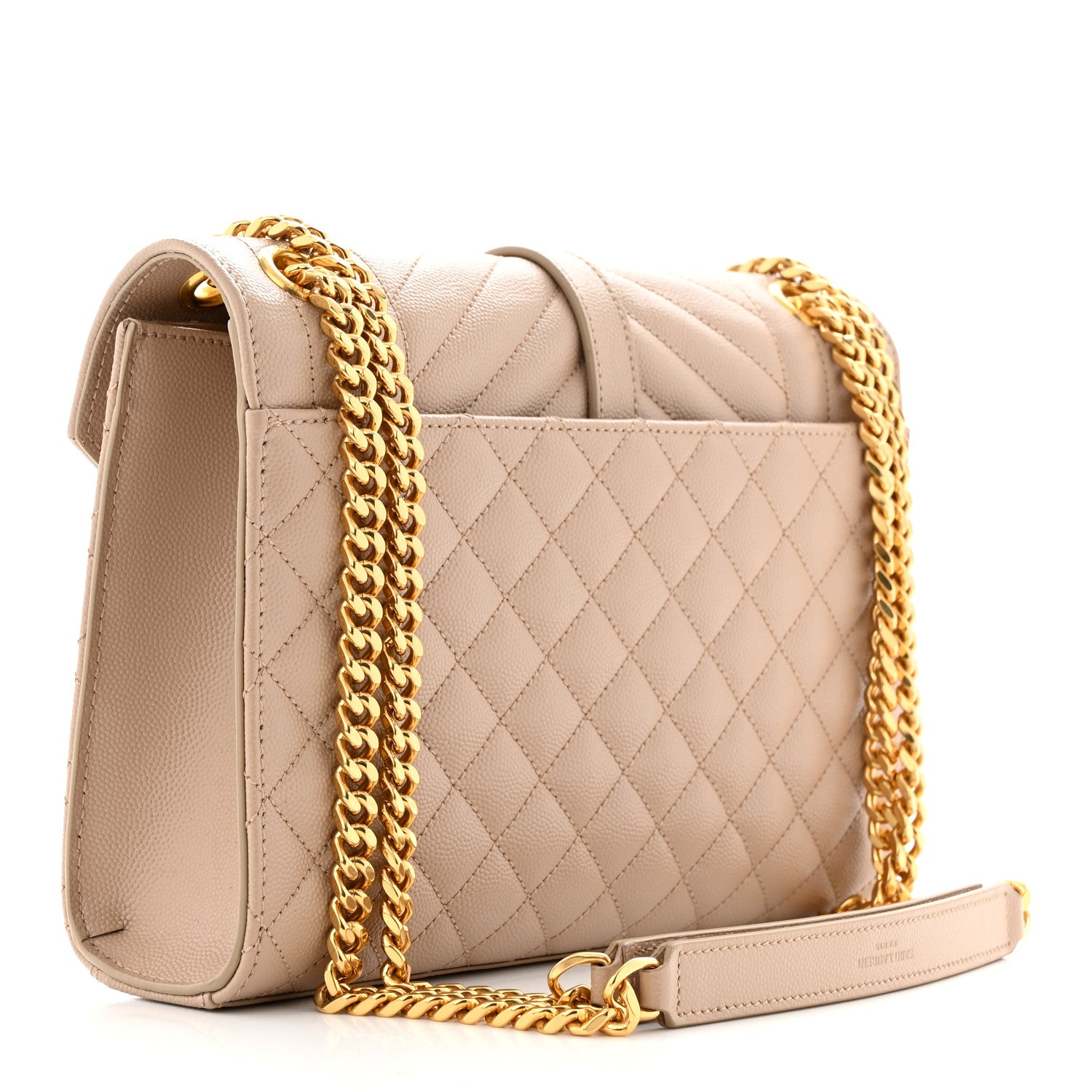 Saint Laurent Grain De Poudre Textured Mixed Matelasse Medium Triquilt Monogram Satchel Dark Beige 3 of 10