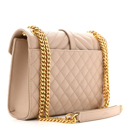 Saint Laurent Grain De Poudre Textured Mixed Matelasse Medium Triquilt Monogram Satchel Dark Beige 3 of 10