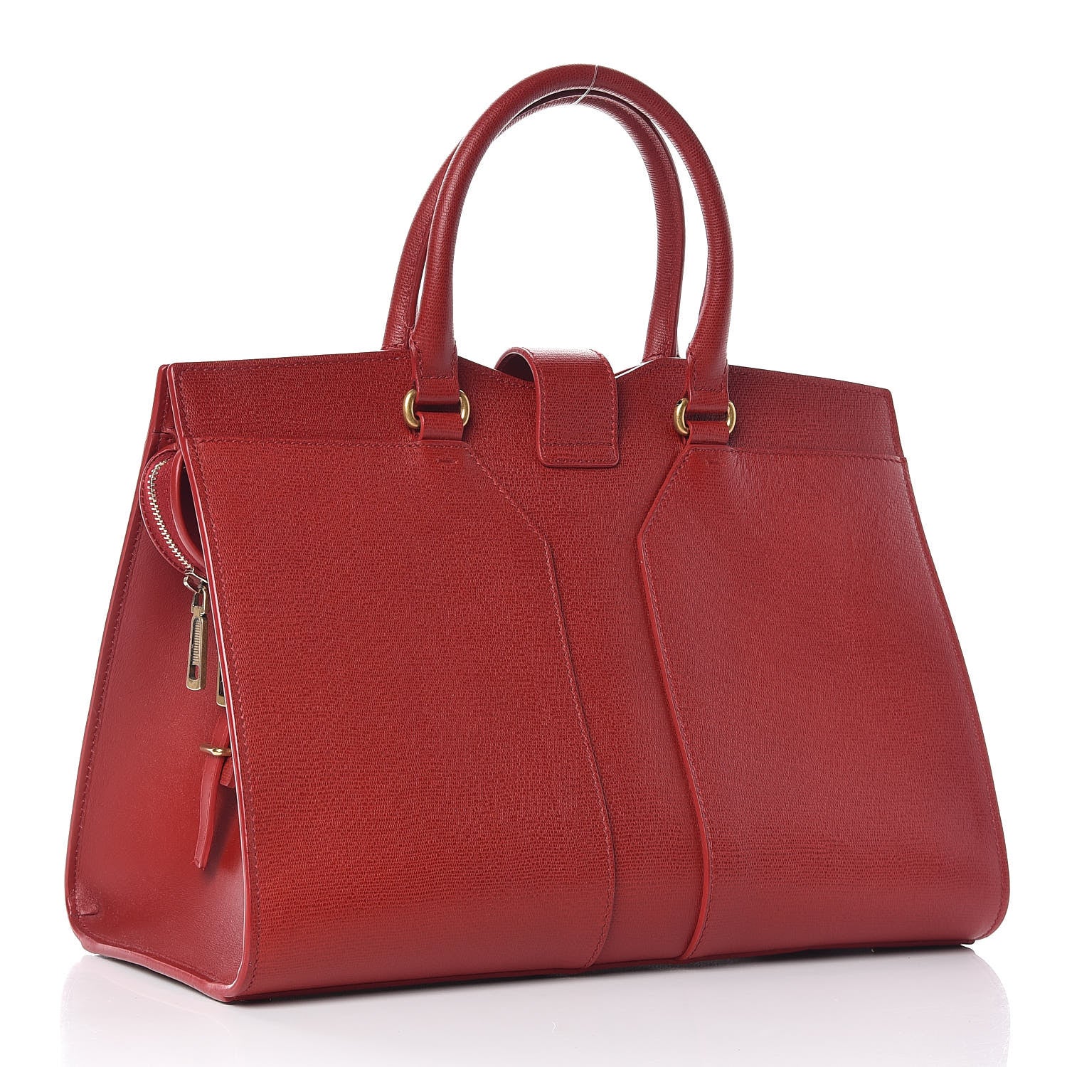 Saint Laurent Textured Calfskin Medium Cabas ChYc Red 3 of 10