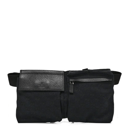 Gucci GG Monogram Double Pocket Belt Bag Black 1 of 10