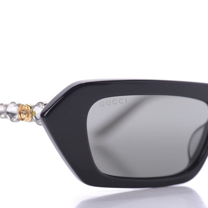 Gucci Acetate Crystal Embellished Rectangle Sunglasses GG0642S Black Gold 7 of 9