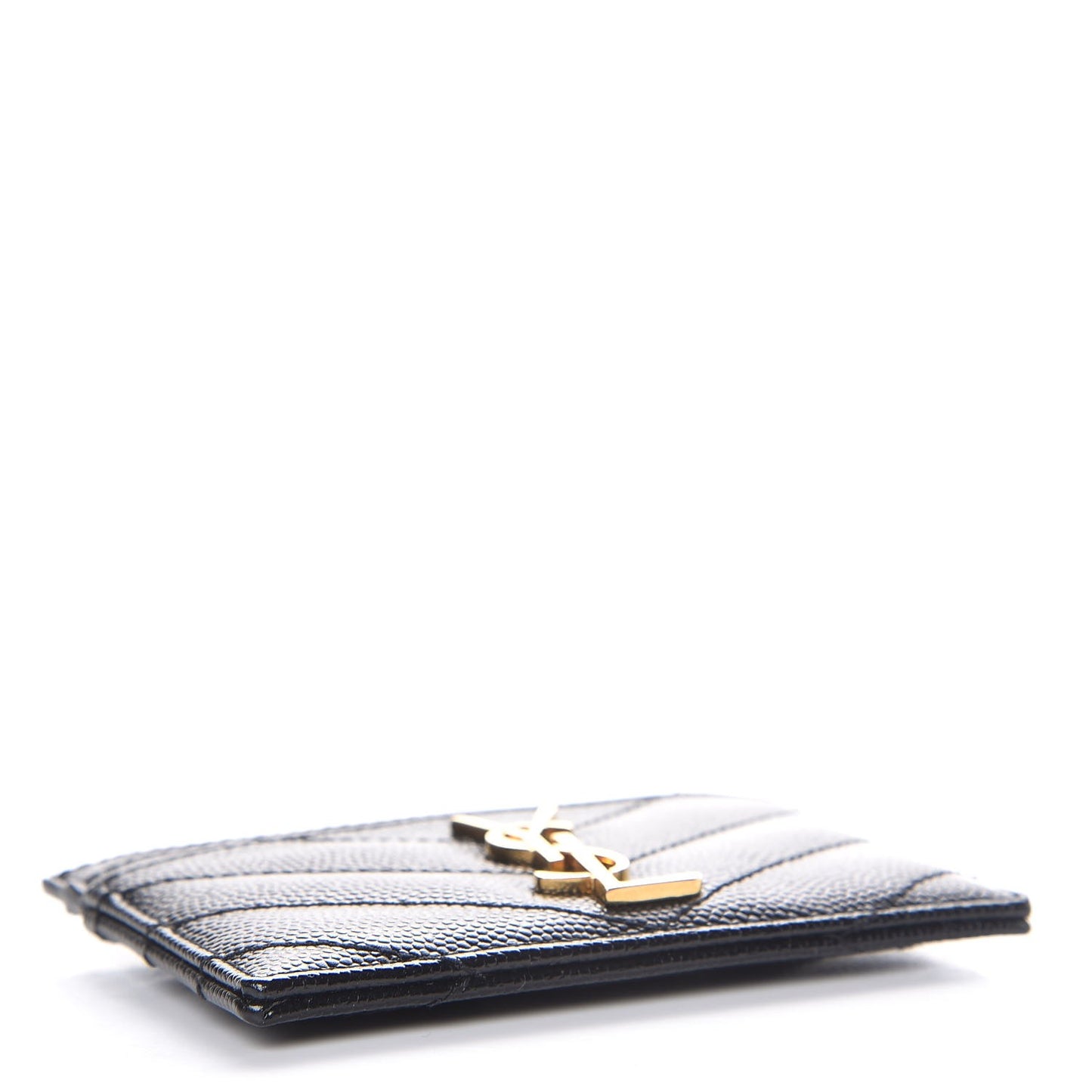 Grain De Poudre Matelasse Chevron Monogram Credit Card Case Black