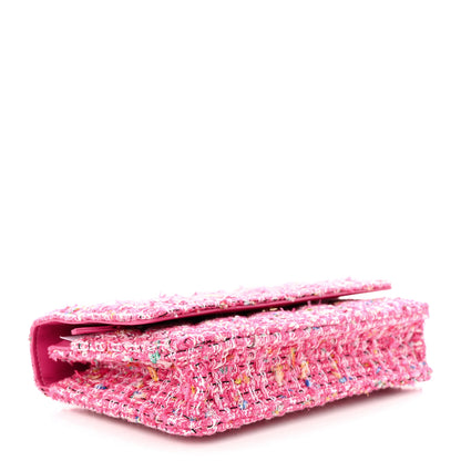 Chanel Tweed Quilted Wallet On Chain WOC Pink Blue White 4 of 12