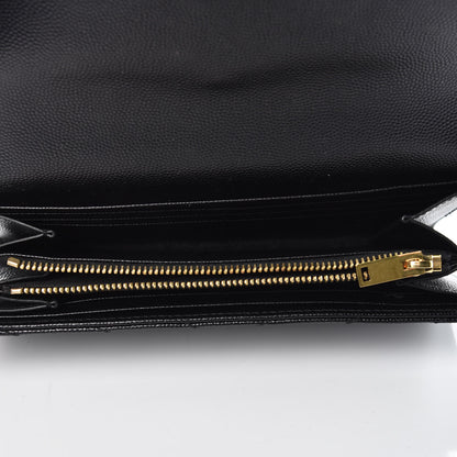 Saint Laurent Grain De Poudre Matelasse Chevron Monogram Flap Wallet Black 5 of 7
