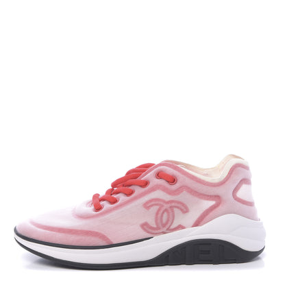 Chanel Lycra Fabric CC Sneakers 37 White Red 1 of 7