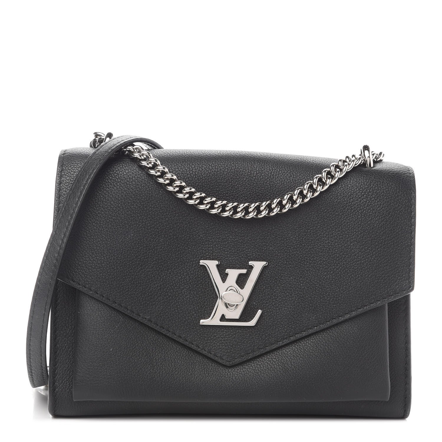 Louis Vuitton Soft Calfskin Mylockme Chain Bag BB Black 1 of 10
