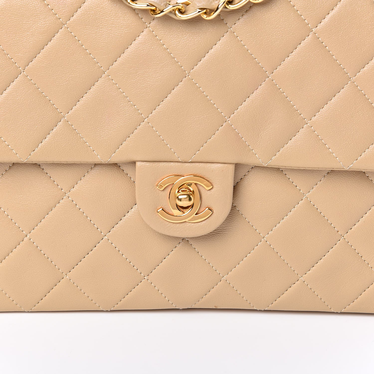 Chanel Lambskin Quilted Mini Square Flap Beige 11 of 12