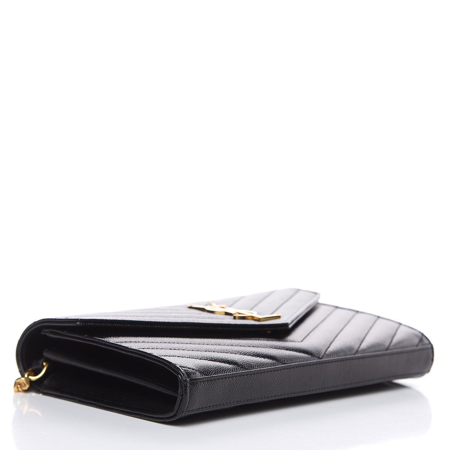 Grain De Poudre Matelasse Chevron Monogram Chain Wallet Black