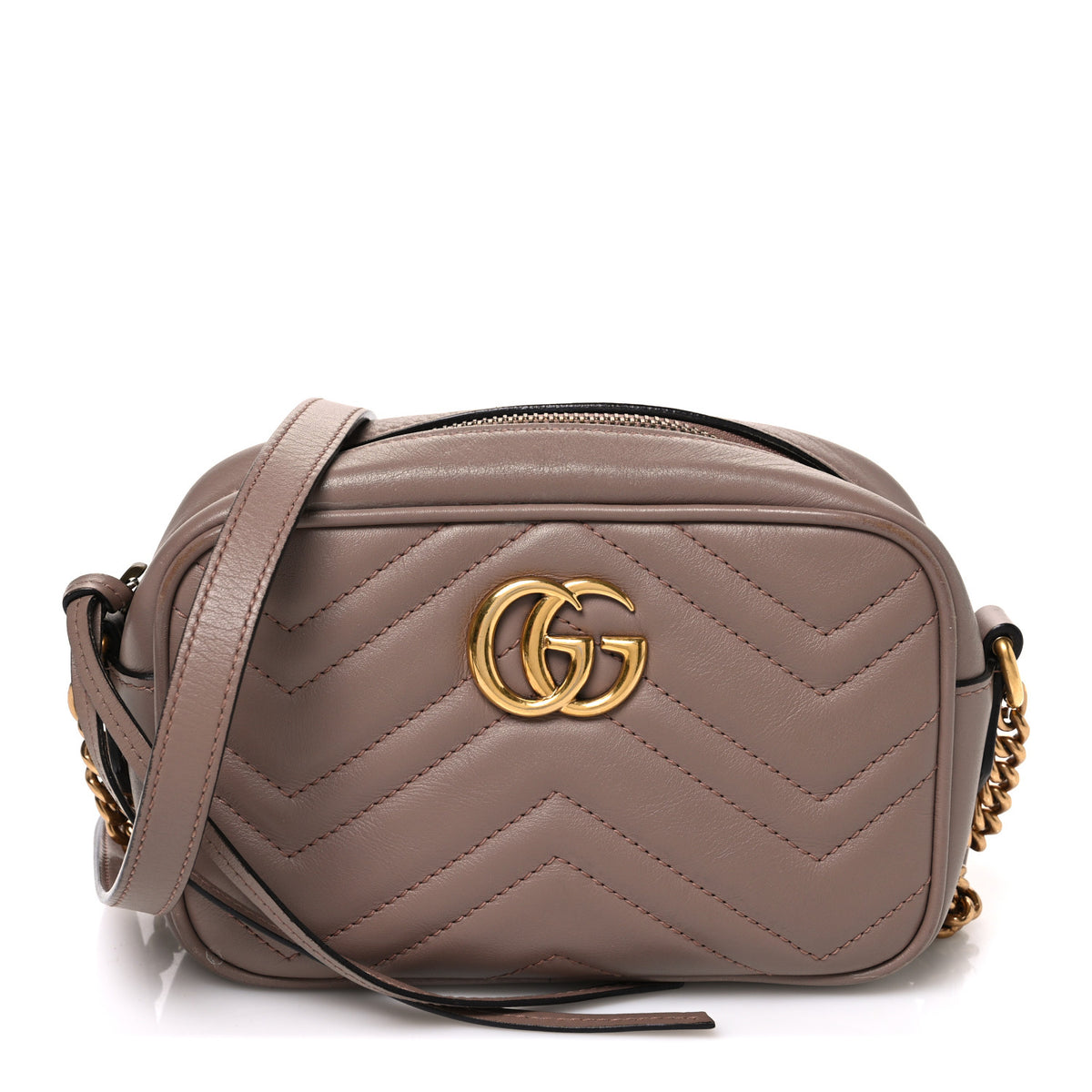 Gucci Calfskin Matelasse Mini GG Marmont Chain Shoulder Bag Porcelain Rose 1 of 10