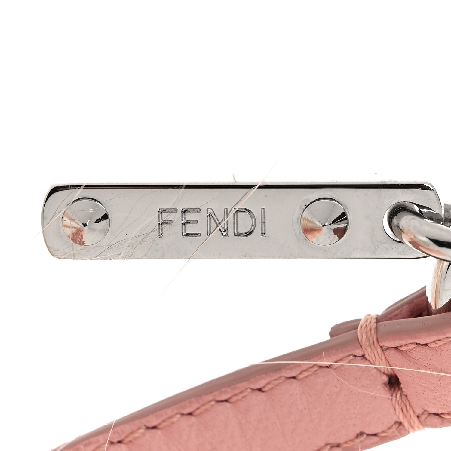 Fendi Raccoon Rabbit Fur Shiny Nappa Flower Pom Pom Bag Charm Rosa White 3 of 5