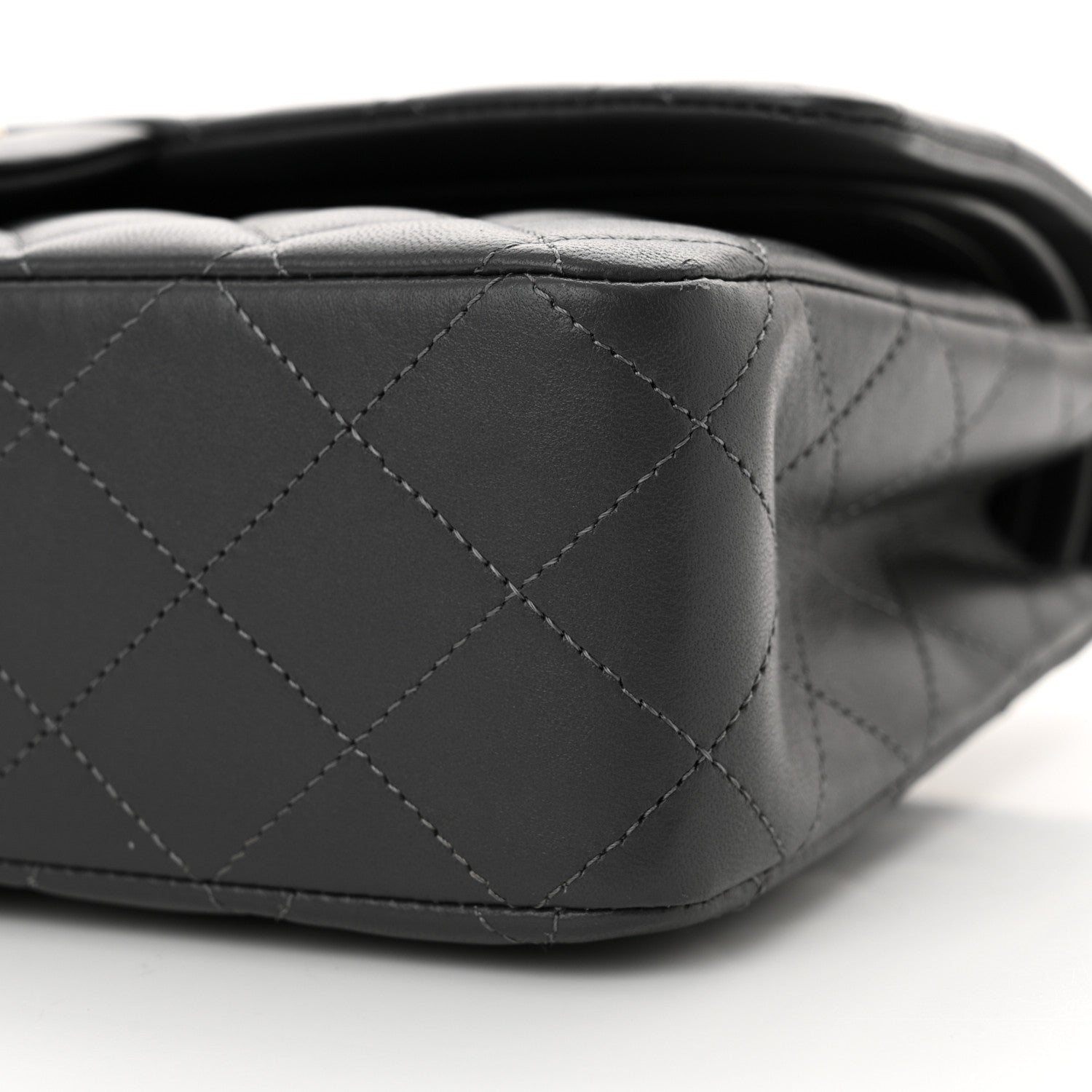 Chanel Lambskin Quilted Medium Double Flap Dark Grey 10 of 12