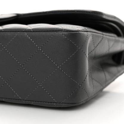 Chanel Lambskin Quilted Medium Double Flap Dark Grey 10 of 12