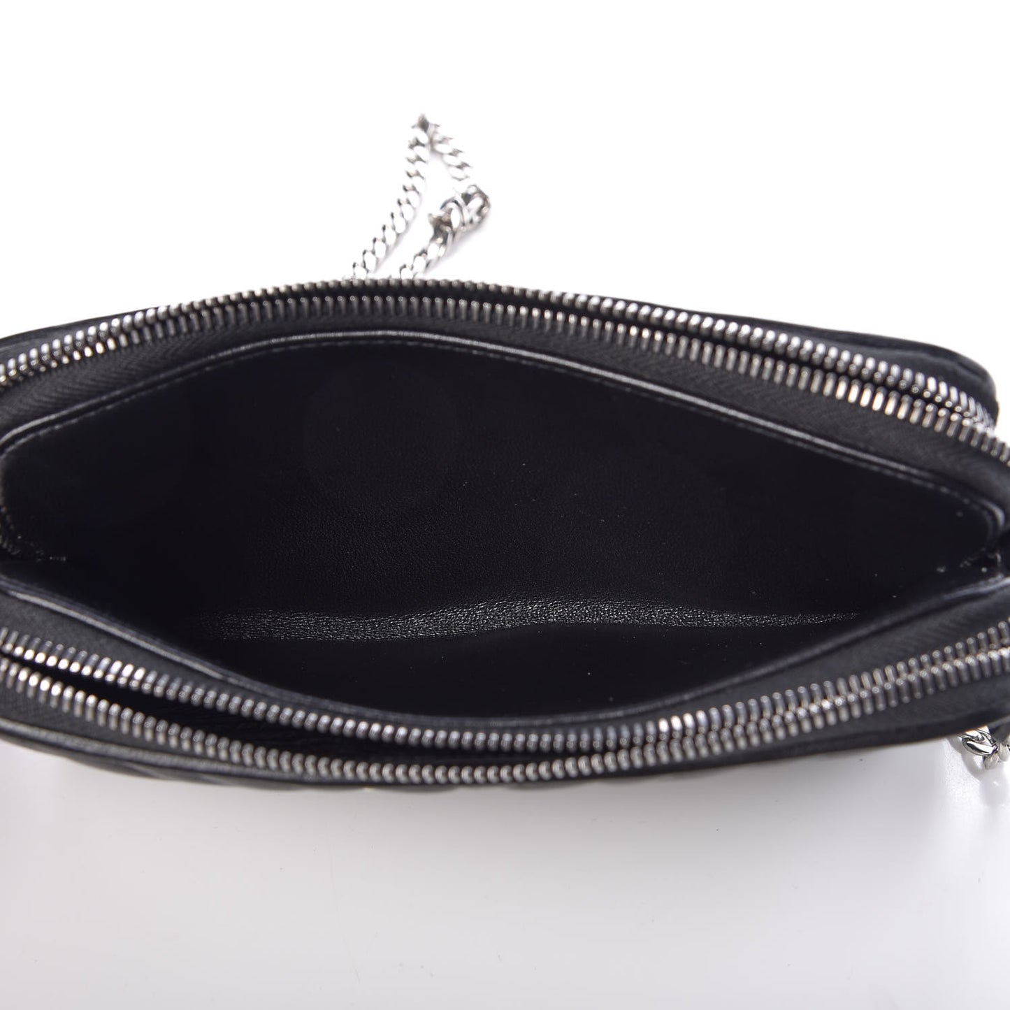 Nappa Impunture Diagramme Mini Double Zip Chain Crossbody Bag Black
