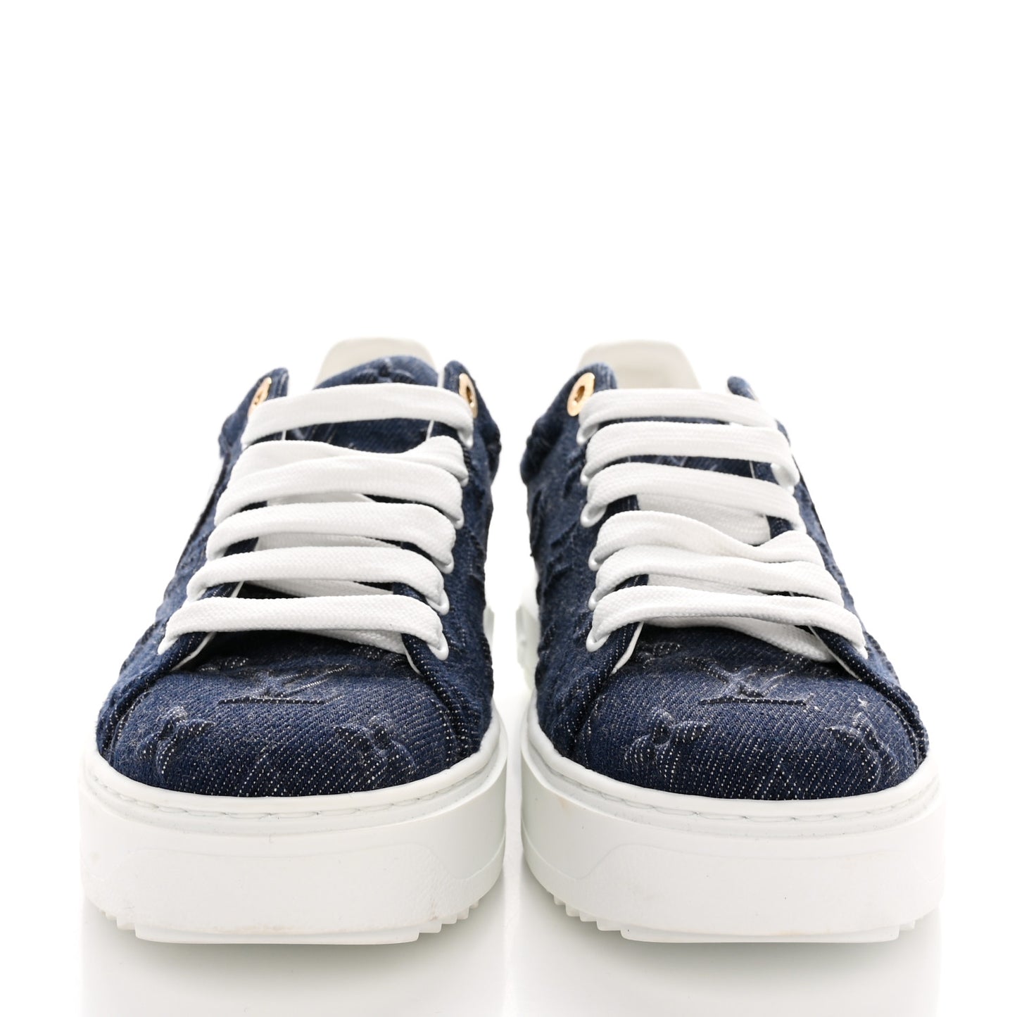 Denim Monogram Debossed Time Out Sneakers 36.5 Blue