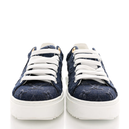 Louis Vuitton Denim Monogram Debossed Time Out Sneakers 36.5 Blue 2 of 10