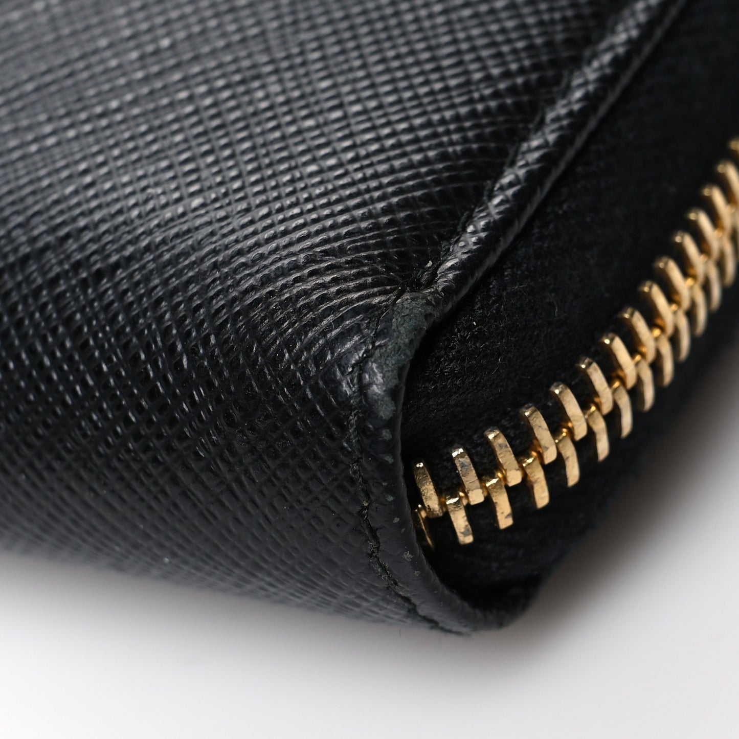 Saffiano Metal Large Zip Around Travel Wallet Black