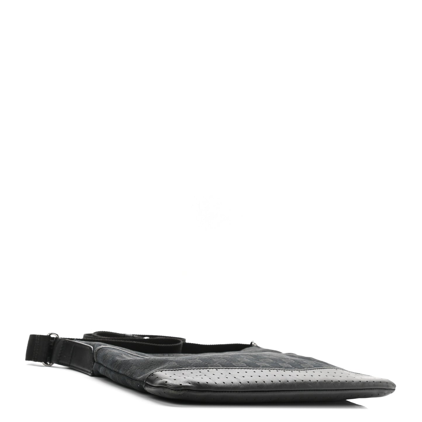 Monogram Calfskin Perforated Medium Flat Messenger Bag Black