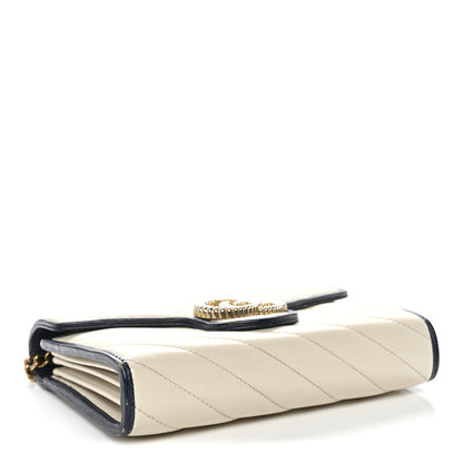Gucci Vintage Effect Calfskin Matelasse Diagonal Torchon GG Marmont Chain Wallet Mystic White Blue Agata 4 of 16