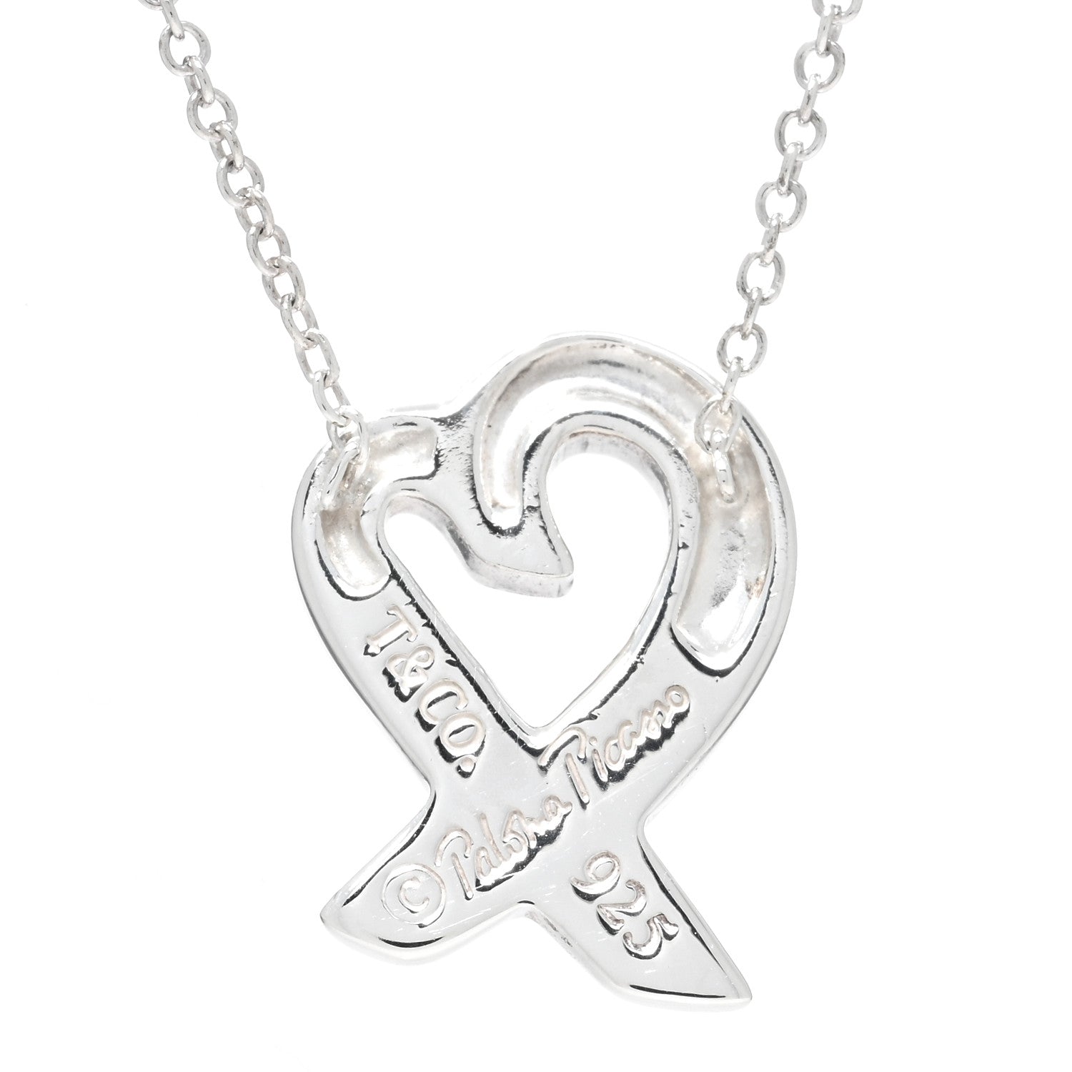 Tiffany Sterling Silver Small Paloma Picasso Loving Heart Pendant Necklace 5 of 5