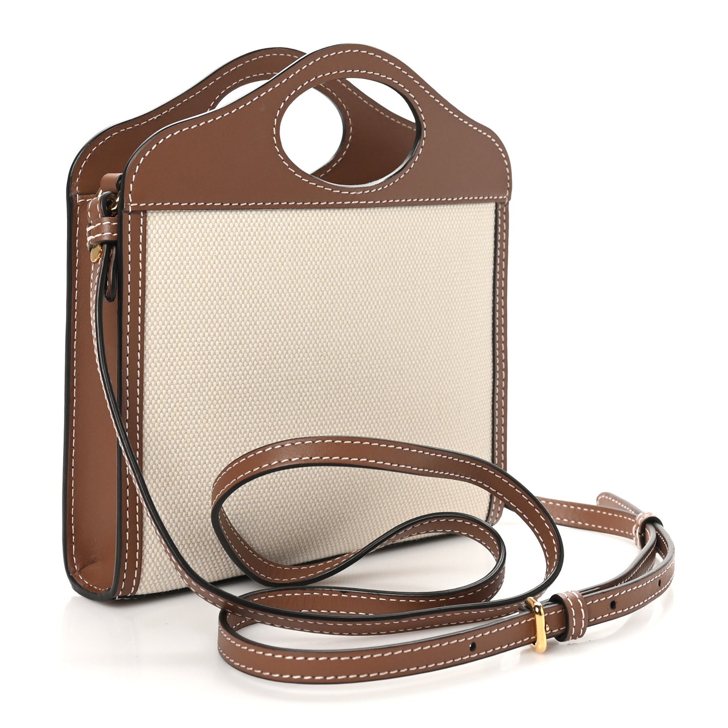 Smooth Calfskin Canvas Two Tone Micro Pocket Bag Malt Brown Tan