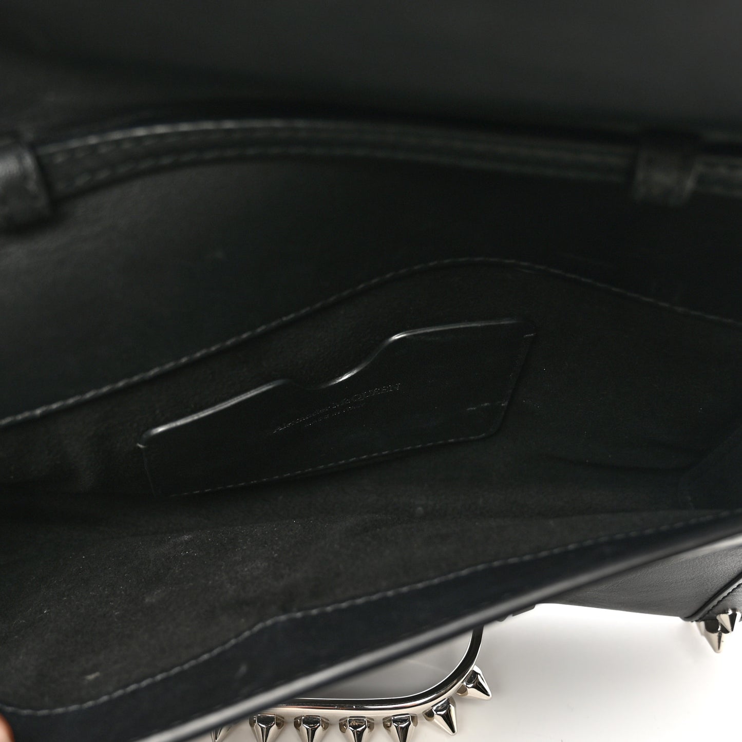 Calfskin Studded The Story Shoulder Bag Black